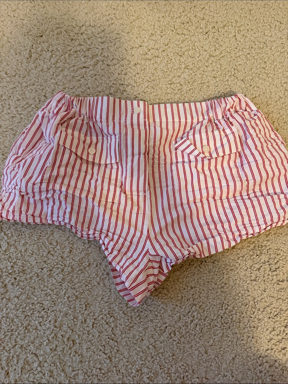 Jcrew Striped Red and White Cotton Women's Shorts